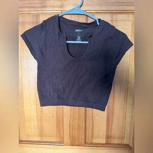 CONTOUR PACSUN RIBBED BROWN TOP Small